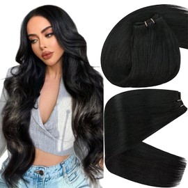 [New Arrival] Sunny Sew in Hair Extensions Real Human Hair Ombre Human Hair Extensions Sew in Light Ash Brown to Blonde Highlights Platinum Blonde Ombre Human Hair Extensions Sew in 70g 14inch