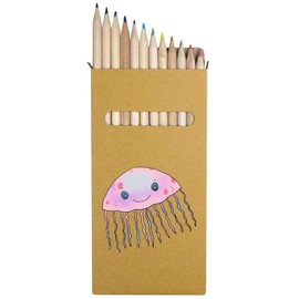 Azeeda 12 x 'Cute Jelly Fish' Long 178mm Coloured Pencils/Pencil Set (PE00065221)