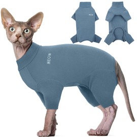ROZKITCH Hairless Cat Clothes, Breathable Soft Cat Jumpers for Cats Only, Cat Coat with Four Legs, Warm Cat Sweater Cat T-Shirt Cat Pajamas Jumpsuit Vest Cornish Rex, Devon Rex, Peterbald Blue S