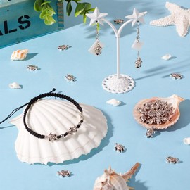 Fashewelry 50Pcs Antique Silver Tortoise Spacer Beads 12.5x9mm Tibetan Metal Sea Animal Turtle Ocean Creatures Charm Beads Hole: 1mm