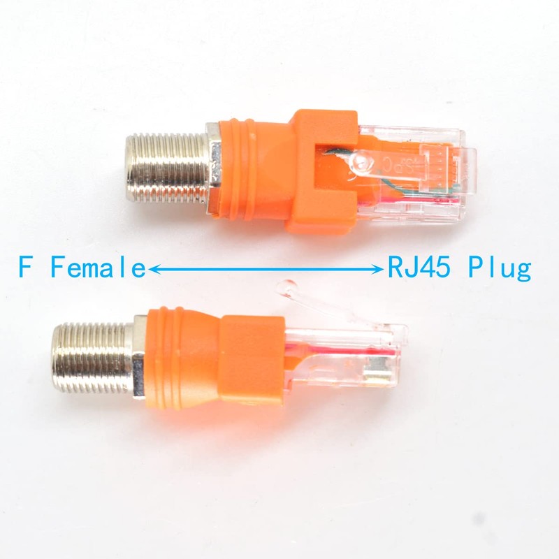 ELNONE 2PCS RF to RJ45 Converter Adapter F Female to