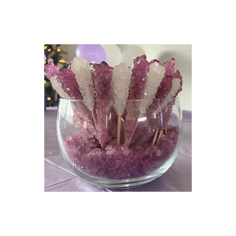 Classic Rock Candy Sticks, Sugar Rock Crystal Lollipops, Individually Wrapped
