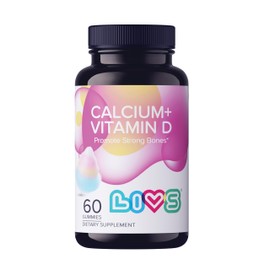 LIVS Calcium & Vitamin D3 Gummies – 170mg Calcium + Vitamin D3 Per Serving | Sugar Free, Vegan, Gluten‑Free & Kosher | Calcium Supplement for Bone & Muscle Support | Cotton Candy Flavor – 120 Count