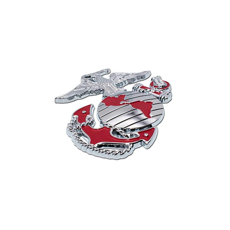 Elektroplate Marines Premium Anchor Red Chrome Auto Emblem