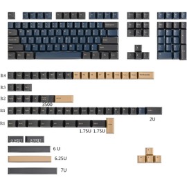 170 teclas PBT doble disparo teclas personalizadas para juegos, guerrero azul