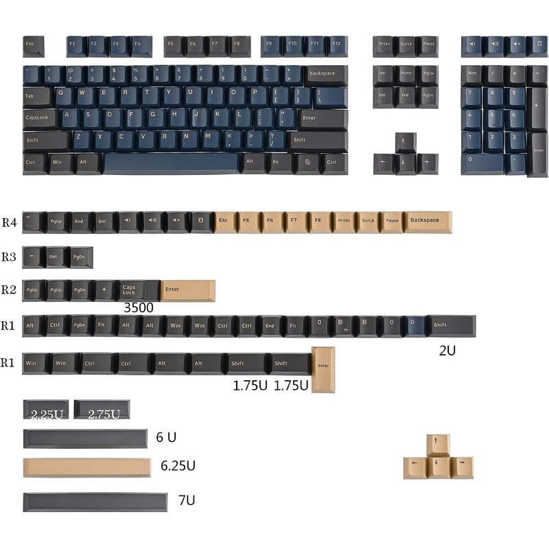 170 teclas PBT doble disparo teclas personalizadas para juegos, guerrero