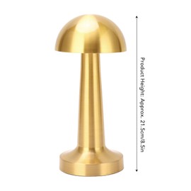 Zerodis Cordless Table Lamp, Portable Patio Mushroom Night Light Dimmable Bedside Lamp for Bedroom Living Room Restaurant (Gold)