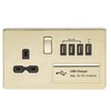 Knightsbridge SFR7USB4PB Screwless 1G 13A Switched Socket with Quad USB