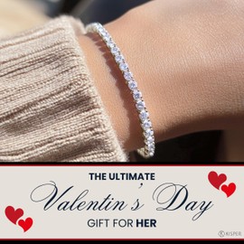 KISPER 24K White Gold Plated Tennis Bracelets for Women, 3mm, 4mm Cubic Zirconia Simulated Diamond Classic Tennis Bracelet, Sizes 6.5-7.5 Inch (3mm, Yellow Gold, 7.5 inches)