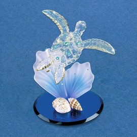 Glass Baron Sea Turtle with Blue Coral Figurine