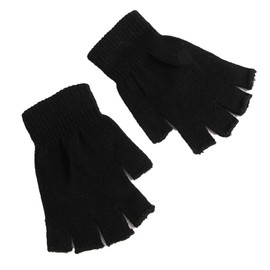 Leadigol Half Finger Gloves Outdoor Soft Knitted Gloves Sports Cycling Black Stretch Elastic Warm Winter Mittens