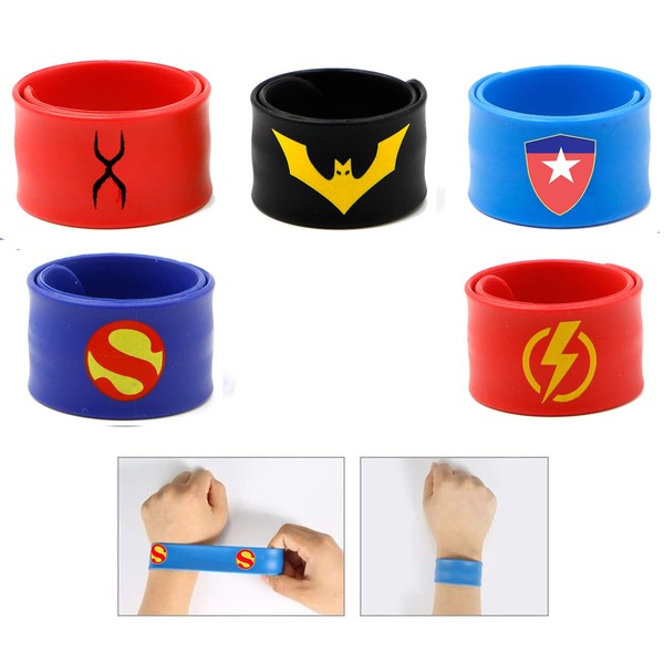 Slap Bracelets for Kids Party Supplies Favors Boy's Wristband Accessories Wrist Strap Gift Supplies,3 years and up (5-Pack)