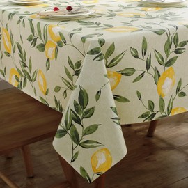Arquiel Tablecloth Rectangle Lemon Yellow Tablecloth Wipe Clean PVC Waterproof Oilproof Wax Tablecloth Easy Care Table Cover for Kitchen and Party (140 x 220 cm)