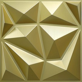 LEVOWAY 33 Pack 3D Modern Diamond Wall Panels for Interior Wall Decor,12''x12'' Champaign Gold Accent Wall Panles for Living Room,TV Wall Background,Bedroom