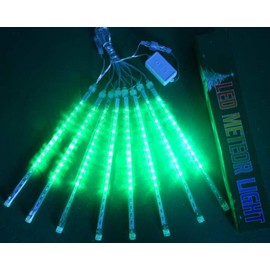 W·Z LED Meteor Shower Rain Lights,Drop/Icicle Snow Falling Raindrop 30cm 8 Tubes Waterproof Cascading Lights for Wedding Xmas Home Decor (Green)