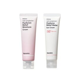 Hanskin Hyaluronic Relief Moisturizing Cream 50ml + Water Moisture Sun Cream 50ml SPF50 / 한스킨 히알루론 릴리프 수분크림 50ml + 워터 수분 선크림 50ml SPF50