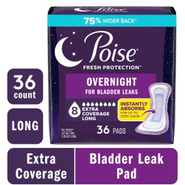 Poise Incontinence & Postpartum Pads for Bladder Leaks, 8 Drop Extra Coverage,36 Count