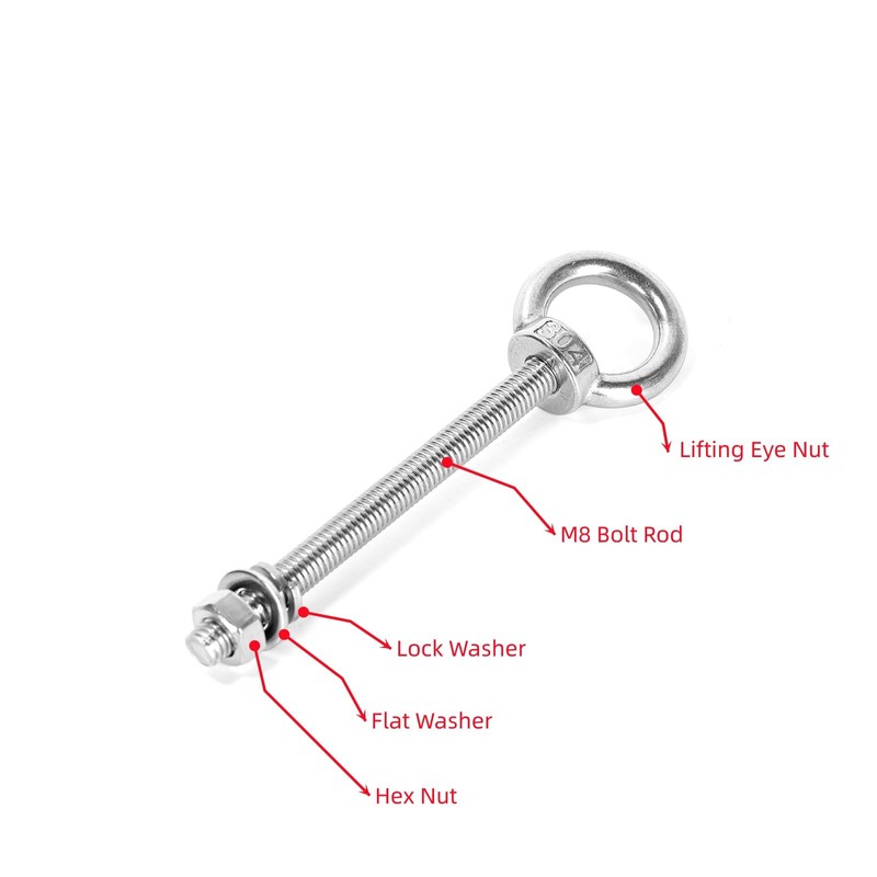 Ruimou 6 Sets M8 Lifting Eye Bolts with Nuts and
