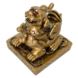 QINIZX Feng Shui Pi Yao/pixiu Wealth Porsperity Statue for Attract Wealth and Good Luck, Feng Shui Decor Fortune Business Interior Decoration Home Figurine Bi Xie Sculpture (2.5" L x 2.6" W x 3.1" H)