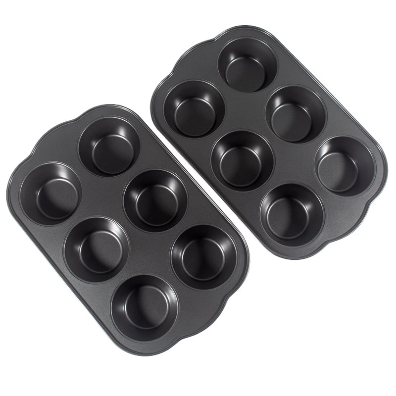 Bakexcel Non-Stick Jumbo Muffin Pans, 3.5" 6-Cup Set of 2