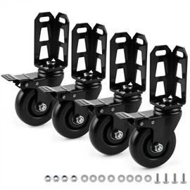 4" Storage Rack Caster Wheels, Fit Boltless Shelving Rack Posts | Heavy-Duty Shelves Casters with Brakes, Storage Shelf Accessories, Total Load Capacity 1000 Lbs, 4 Pcs