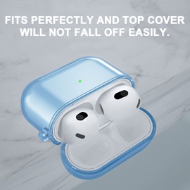 Valkit Compatible AirPods 3rd Generation Case Cover Clear, Shockproof Airpod 3 Case 2021 with Keychain for Women Men Girls Soft TPU Protective Skin Cover for AirPods Case 3 Gen - Clear Blue