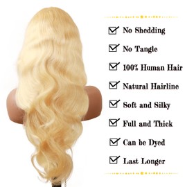 Jreitsere Blonde 613 Lace Front Wigs Human Hair Body Wave 13x4 Blonde Lace Frontal Wigs Brazilian Glueless 613 Blonde Natural Looking Curly Hair Wig Pre Plucked with Baby Hair 18 Inch