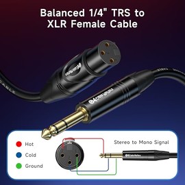 Cable Matters Cable TRS a XLR de 6,35 mm (1/4 pulgada) (Cable XLR a TRS) Macho a hembra 3 pies