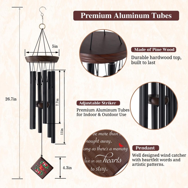 ASTARIN Memorial Wind Chimes for Outside, Sympathy Gift for Loss