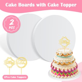 Cake Boards 10 inch Round, 2 PCS 1/2" Thick 10 inch Cake Drum, White 10 inch Cake Board, Sturdy Cake Drums 10 inch Round, Cake Decorating Supplies Card Board for Multi-Layer Cakes