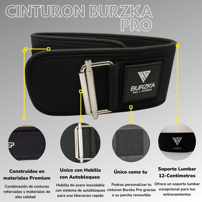 BURZKA Faja Cinturon Levantamiento Crossfit Pesas Gym Soporte Lumbar con