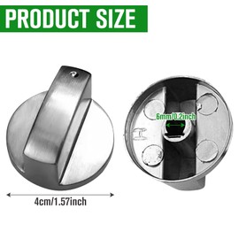 4 Pcs Cooker Knobs, Metal Gas Stove 6mm Control Knobs Universal Replacement, Silver Stoves Switch Control Adaptors for New Kitchen, Hob, Cooktop, Oven Temperature Adjustment Accessories Button