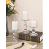 Lewondr Glass Candle Holders, 3 Pieces Crystal Clear Candlesticks with