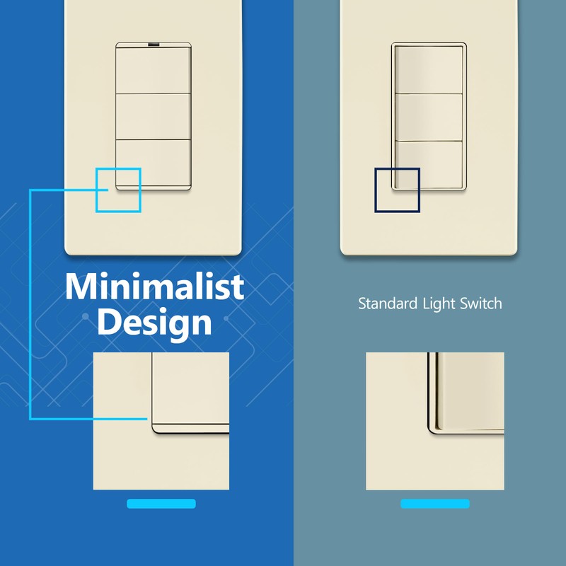 LIDER Minimalist Design Matte Finish Lighted Triple Switch with Screwless