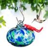 Small Hummingbird Feeder for Outdoors,Hand Blown Glass Humming Bird Feeders