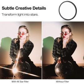 Walking Way 4 Points Star Filter 52 MM Variable Twinkle Effect STAR Filter - Cross-screen Filter - Slim Sparkling Effect Lens Filter