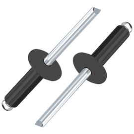 smseace 150 Pcs 3/16" x 5/8" Large Cap Open End Rivets 4.8 x 16mm Black Large Flange Rivets