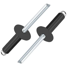 smseace 150 Pcs 3/16" x 5/8" Large Cap Open End Rivets 4.8 x 16mm Black Large Flange Rivets