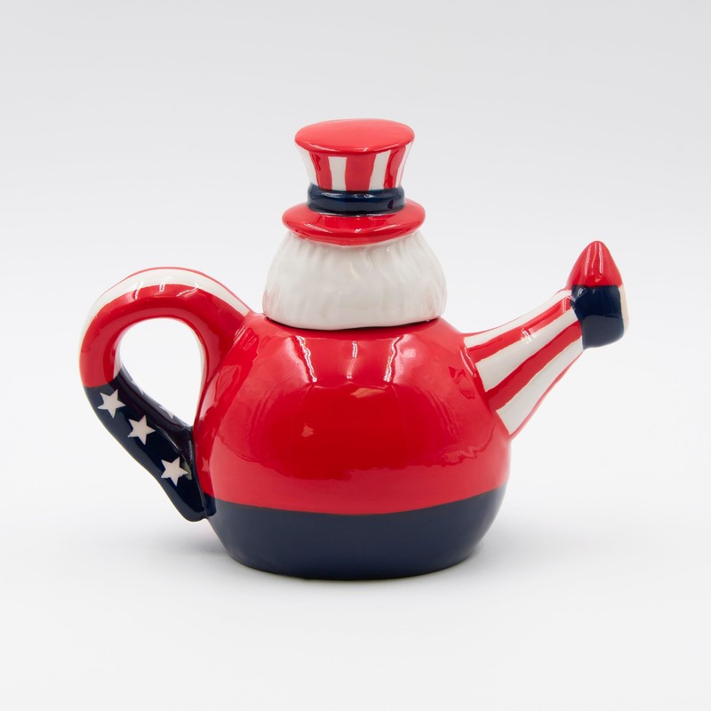 Generic Radiant Treasures Uncle Sam Independence Day Ceramic Teapot, Red,
