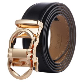 Designer Belts for Men, Leather Ratchet Dess Belt, Cut to Fit 32" to 45" Waist