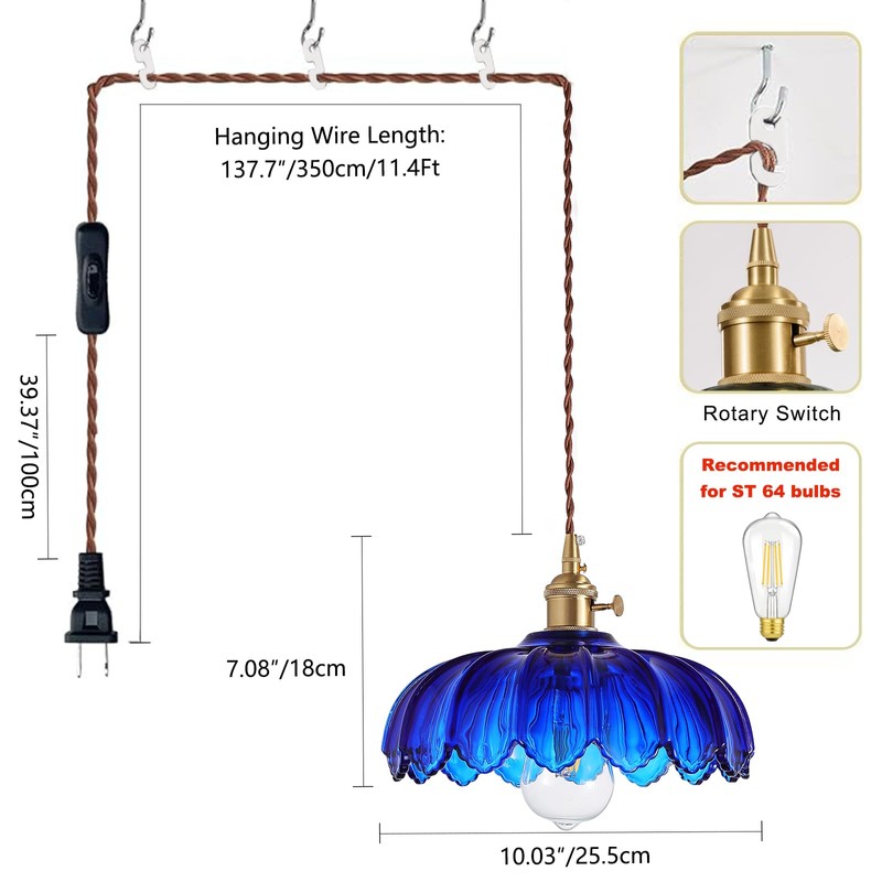 XZHGCEE Plug in Pendant Light: Hanging Light Plug in Fixture