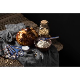 Measuring Spoons, 6pcs Durable Pakkawood Measuring Spoons Set Includes Teaspoon Tablespoon Measuring Spoon for Dry or Liquid Ingredients, Wooden Measuring Scoop for Baking Cooking (Navy Blue)