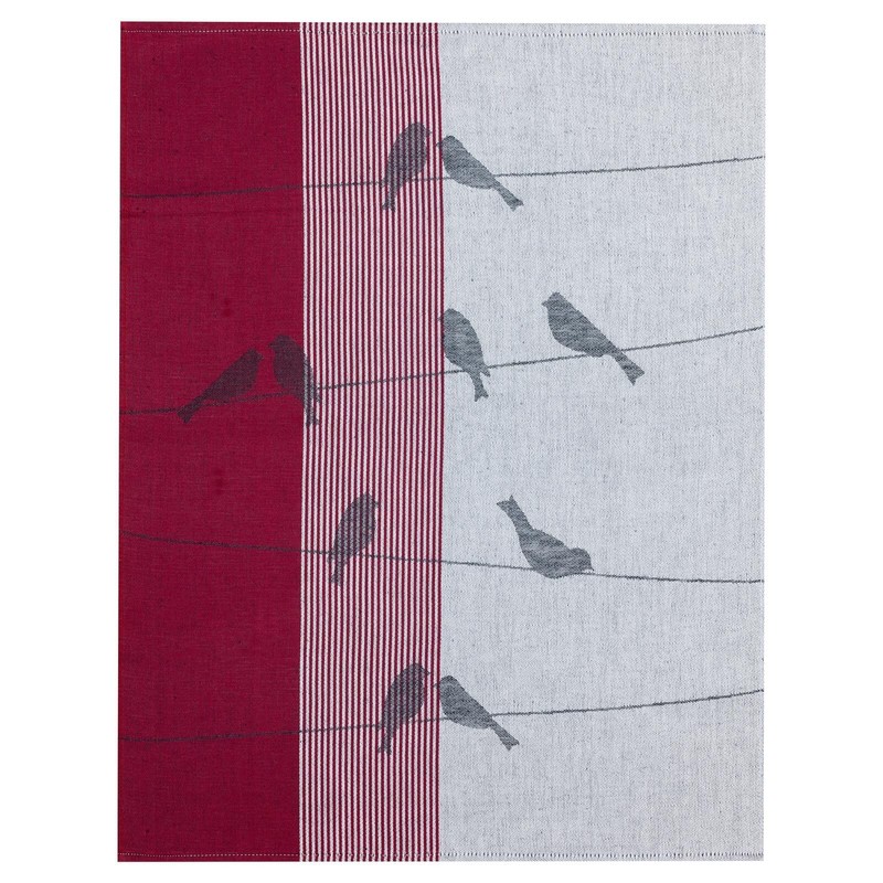 Kracht Pack of 3 half-linen tea towels migratory birds 50