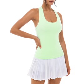 Ukaste Women's Studio Essential Racerback Yoga Workout Tank Top Waist-Length (Pastel Lime, 4)
