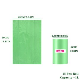 EINESIN Mini Car Trash Bags, Small Garbage Bags (30x25cm), Leakproof & Durable Replacement Liners for Vehicle Cup Holder Trash Can and Office Bin, Green (6 Rolls)
