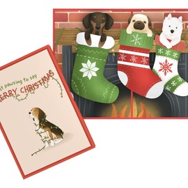 Lovepop Christmas Pop-Up Card for Her and Him - 3D Greeting Cards for Boys, Girls, Men, Women - Dog Stocking - 5" x 7" Card - Blank Note Card & Envelope Included