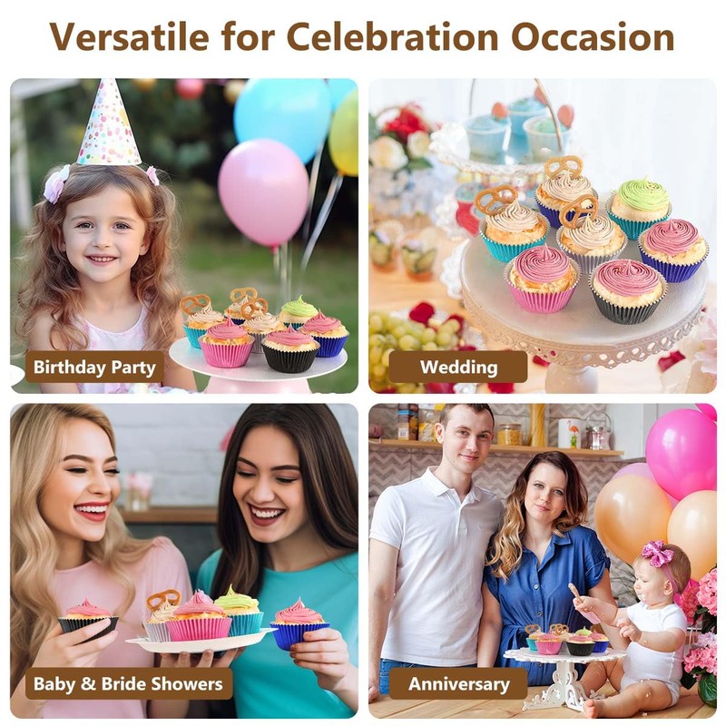 Gifbera Standard Pink Foil Cupcake Liners Wrappers Baking Cups for
