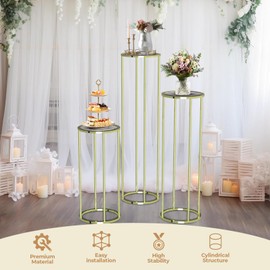 FAHKNS 3PCS Metal Cylinder Pedestal Stand for Party Display Columns Pedestal Stand Cylinder Tables for Weddings Party Birthday Festival Decorations
