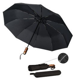 von Lilienfeld® Windproof Teflon Coated Folding Umbrella Windproof Windproof Automatic Open and Close Slightly Stable Clark, Black, L88/D100, Folding Umbrella
