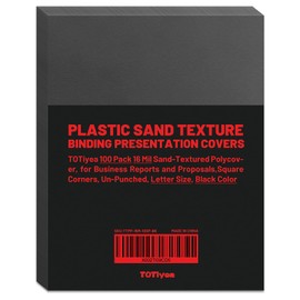 TOTiyea 100 Pack 16 Mil Poly Binding Covers, Sand Texture Binding Presentation Covers, Letter Size, Square Corners, Un-Punched, Black Color